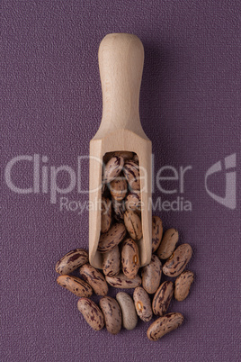 Wooden scoop with pinto beans