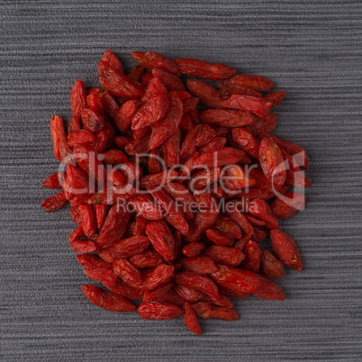 Circle of dry red goji berries