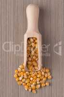 Wooden scoop with corn