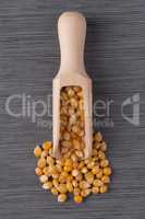 Wooden scoop with corn