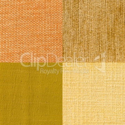 Set of yellow fabric samples