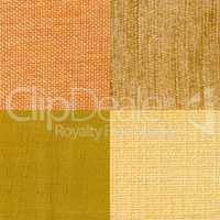 Set of yellow fabric samples