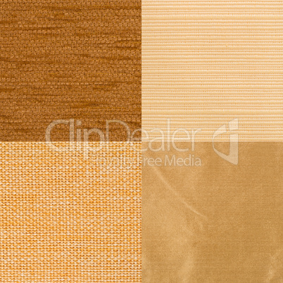 Set of yellow fabric samples