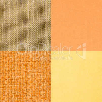 Set of yellow fabric samples