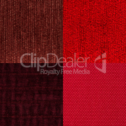 Set of red fabric samples