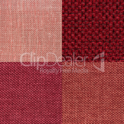 Set of red fabric samples