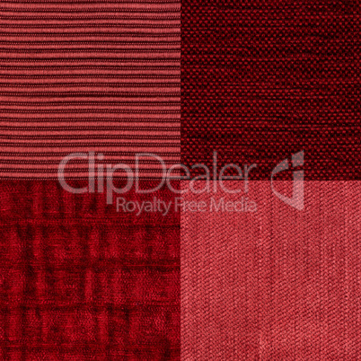Set of red fabric samples