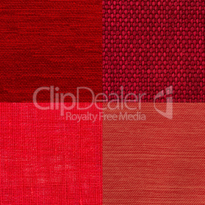 Set of red fabric samples