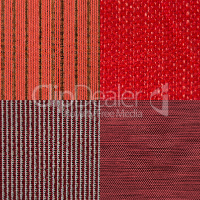 Set of red fabric samples