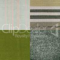 Set of green fabric samples