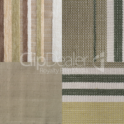 Set of green fabric samples