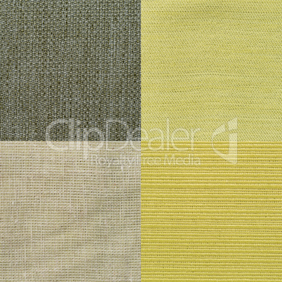 Set of green fabric samples