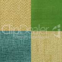 Set of green fabric samples