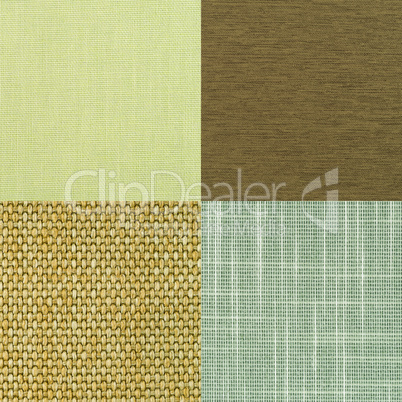 Set of green fabric samples