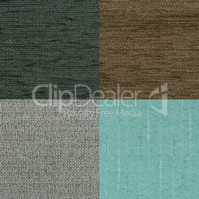 Set of green fabric samples