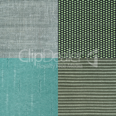 Set of green fabric samples