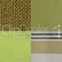 Set of green fabric samples