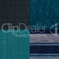 Set of blue fabric samples