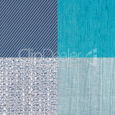 Set of blue fabric samples