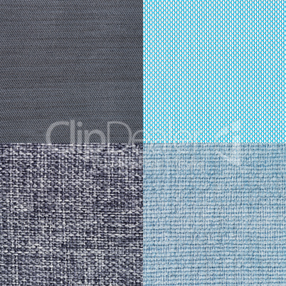 Set of blue fabric samples