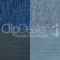 Set of blue fabric samples