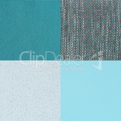 Set of blue fabric samples