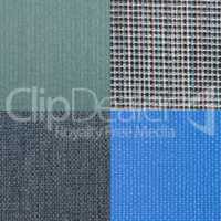 Set of blue fabric samples