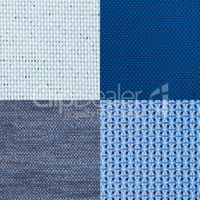 Set of blue fabric samples