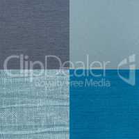 Set of blue fabric samples