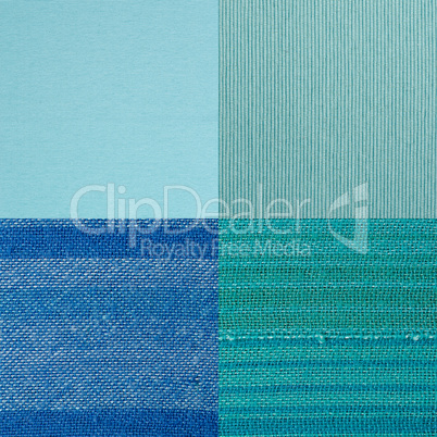 Set of blue fabric samples