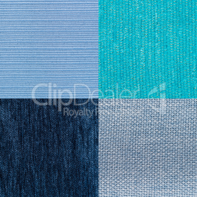 Set of blue fabric samples