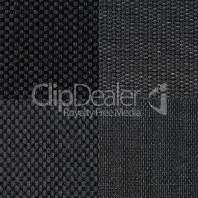 Set of black fabric samples