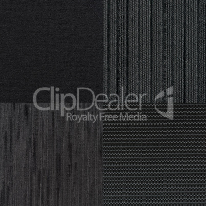 Set of black fabric samples