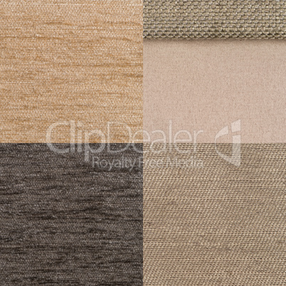 Set of brown fabric samples