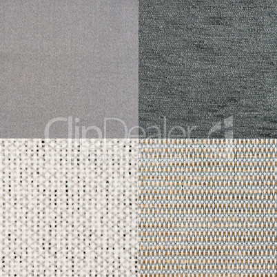 Set of blue fabric samples