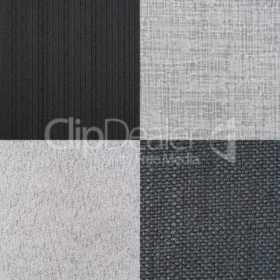 Set of blue fabric samples