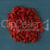 Circle of dry red goji berries