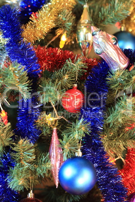 toys on green christmas fir