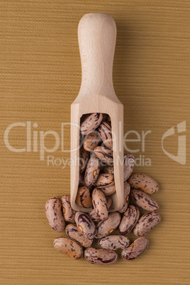 Wooden scoop with pinto beans