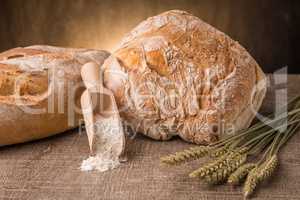 Rustic bread and wheat
