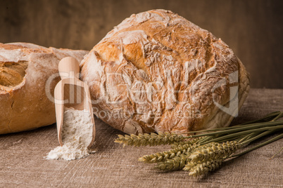 Rustic bread and wheat