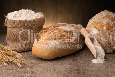 Rustic bread and wheat