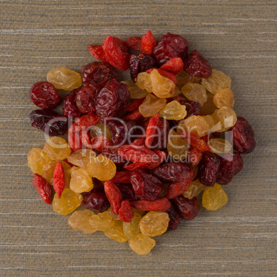 Circle of mixed dried fruits