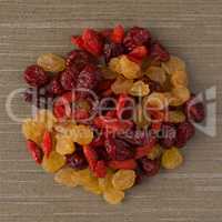 Circle of mixed dried fruits