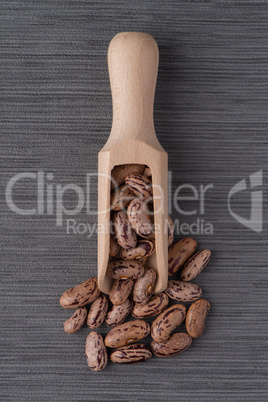 Wooden scoop with pinto beans