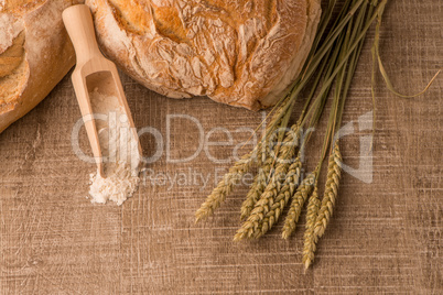 Rustic bread and wheat