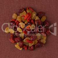Circle of mixed dried fruits