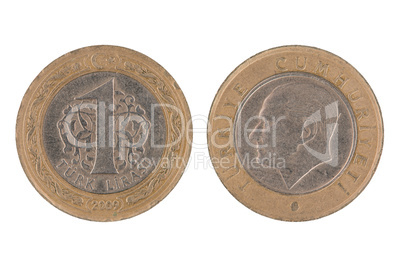 One Turkish lira coin
