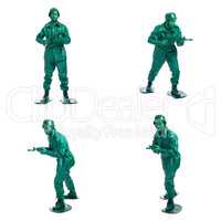 Four man on a green toy soldier costume