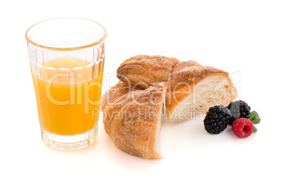 Croissant , raspberries and blackberries